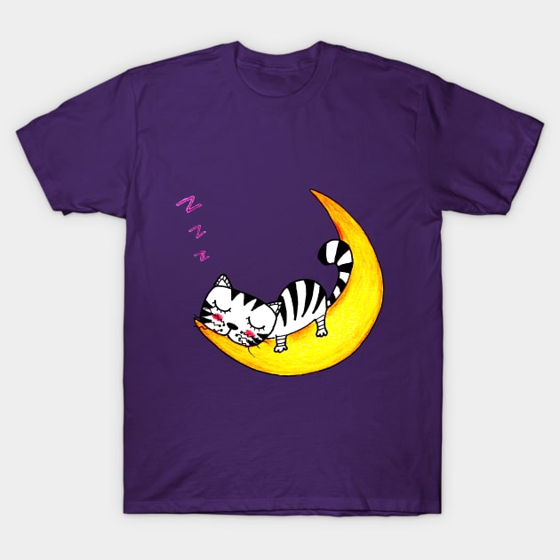 Moon Hugger Yuna | Dreaming in the Night Sky T-Shirt by MiracelArt